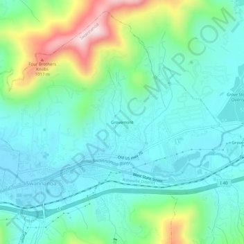 Grovemont topographic map, elevation, terrain