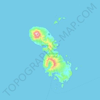 Pulau Sangihe Besar topographic map, elevation, terrain
