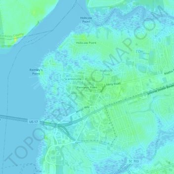 Remleys Point topographic map, elevation, terrain