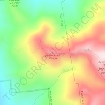 Jay Mountain topographic map, elevation, terrain