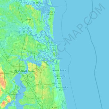 Fort George Island topographic map, elevation, terrain