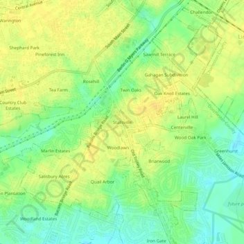 Stallsville topographic map, elevation, terrain