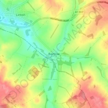 Bartlow topographic map, elevation, terrain