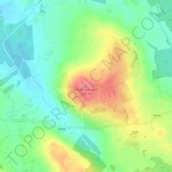 Hill of Uisneach topographic map, elevation, terrain