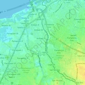 Ligas 1 topographic map, elevation, terrain