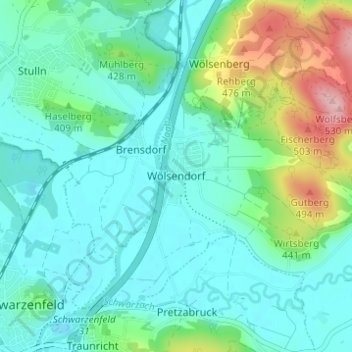 Wölsendorf topographic map, elevation, terrain