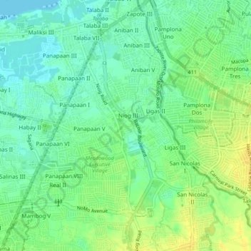 Niog 3 topographic map, elevation, terrain