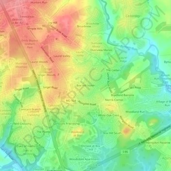 Box Hill North topographic map, elevation, terrain