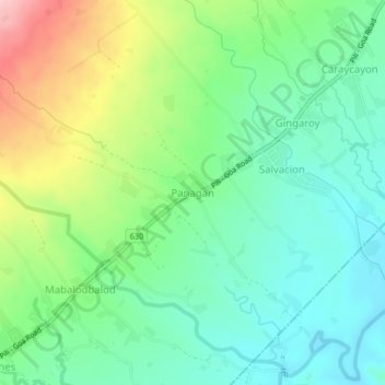 Panagan topographic map, elevation, terrain