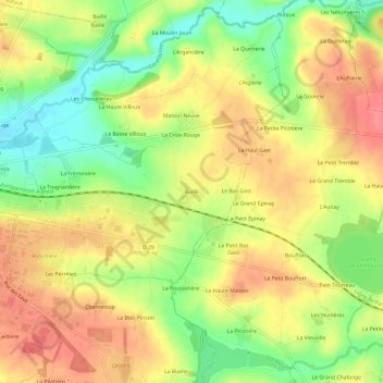 Ruillé topographic map, elevation, terrain