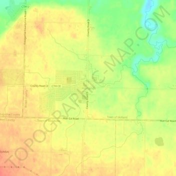 Holland topographic map, elevation, terrain