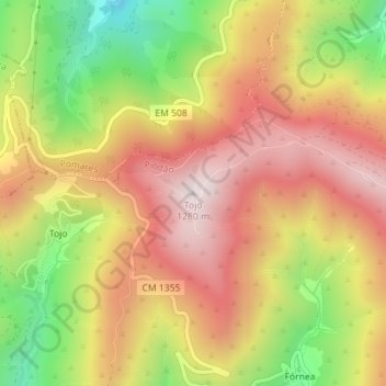 Tojo topographic map, elevation, terrain