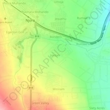 Jordan topographic map, elevation, terrain