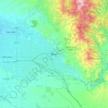 Boise topographic map, elevation, terrain