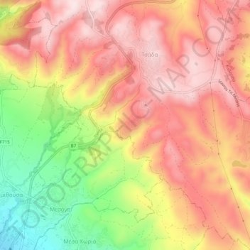 Olympos topographic map, elevation, terrain