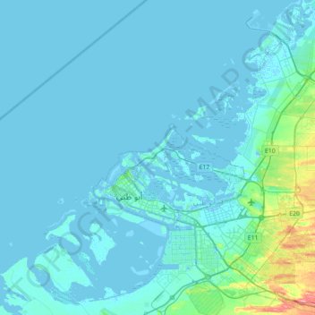 Saadiyat Island topographic map, elevation, terrain