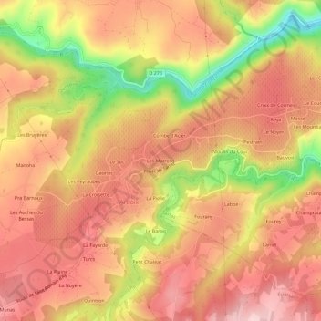 Les Matrons topographic map, elevation, terrain