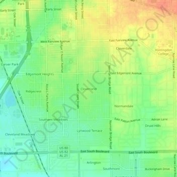 Cloverland topographic map, elevation, terrain