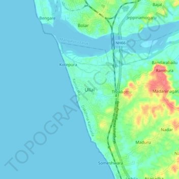 Ullal topographic map, elevation, terrain