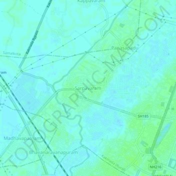 Sarpavaram topographic map, elevation, terrain