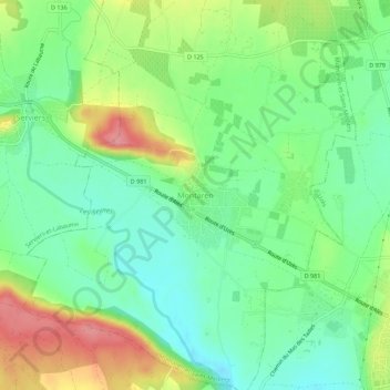 Montaren topographic map, elevation, terrain