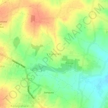 V Kallahalli topographic map, elevation, terrain