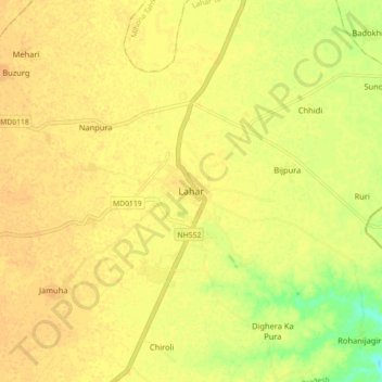 Lahar topographic map, elevation, terrain