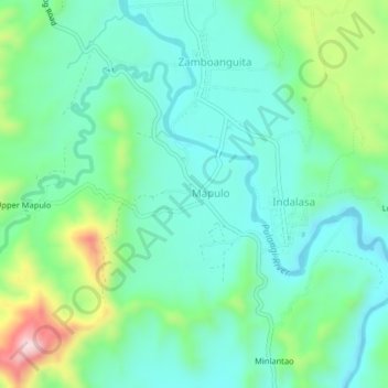 Tuburan topographic map, elevation, terrain