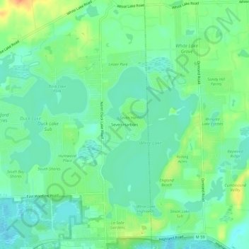 Seven Harbors topographic map, elevation, terrain