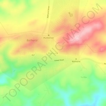 Bathurst topographic map, elevation, terrain