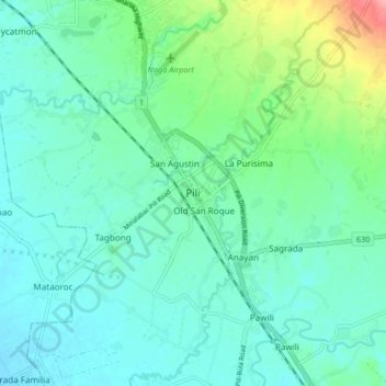 Pili topographic map, elevation, terrain