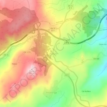 Pópulo topographic map, elevation, terrain