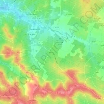 Jourdan topographic map, elevation, terrain