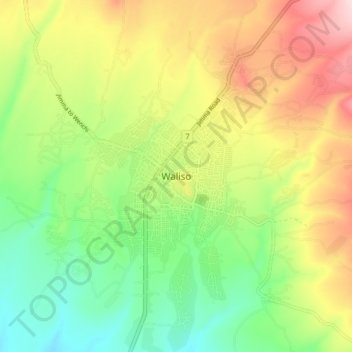 Waliso topographic map, elevation, terrain