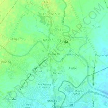 Purok IV topographic map, elevation, terrain