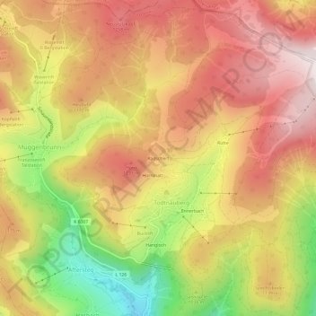 Radschert topographic map, elevation, terrain