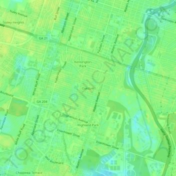 Oakdale topographic map, elevation, terrain