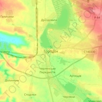 Horodok topographic map, elevation, terrain