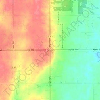 Huntsburg topographic map, elevation, terrain