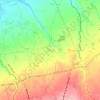 Halang topographic map, elevation, terrain