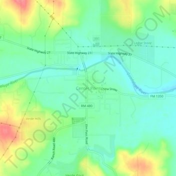 Center Point topographic map, elevation, terrain