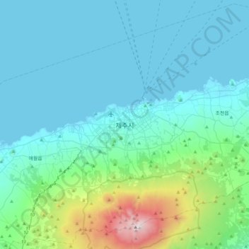 Jeju-si topographic map, elevation, terrain