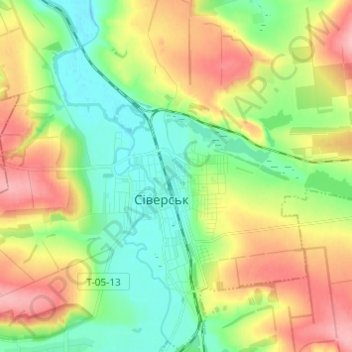 Северск topographic map, elevation, terrain