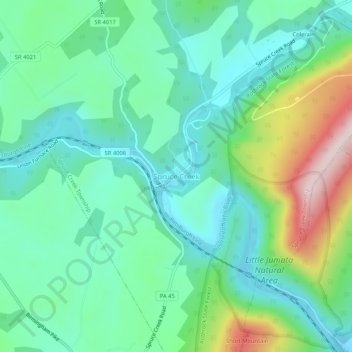 Spruce Creek topographic map, elevation, terrain