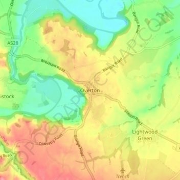 Overton topographic map, elevation, terrain