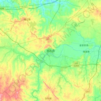 Chengmai County topographic map, elevation, terrain