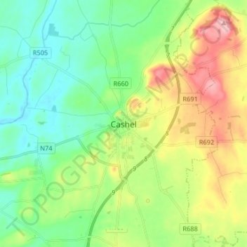 Cashel topographic map, elevation, terrain