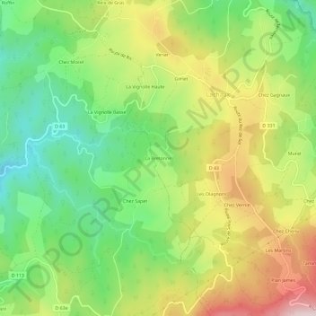 La Bretonne topographic map, elevation, terrain
