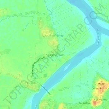 Naguilian Sur topographic map, elevation, terrain