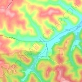Stillwell topographic map, elevation, terrain
